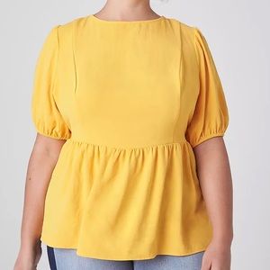 Lane Bryant Size 20 Yellow Gold Peplum Blouse with tie back